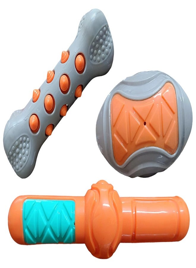 CHIPMONK Set of 3 Squeaky Toy Bite Safe Durable for Small Puppy Medium Large Dog Non-Toxic Interactive Plushy Training & Brain Development Toys Reduces Anxiety Perfect for Your Pets - Random Colors - Image 1